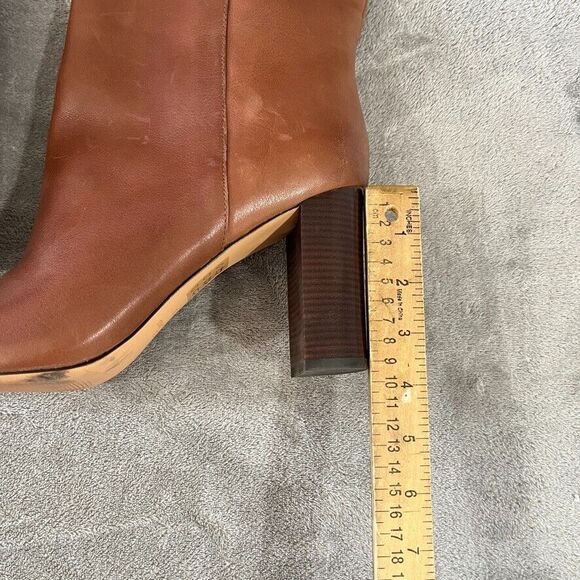 J.Crew Anya Mid Calf Stacked Boot Burnished Brown Leather Womens Size 12 - Picture 10 of 12